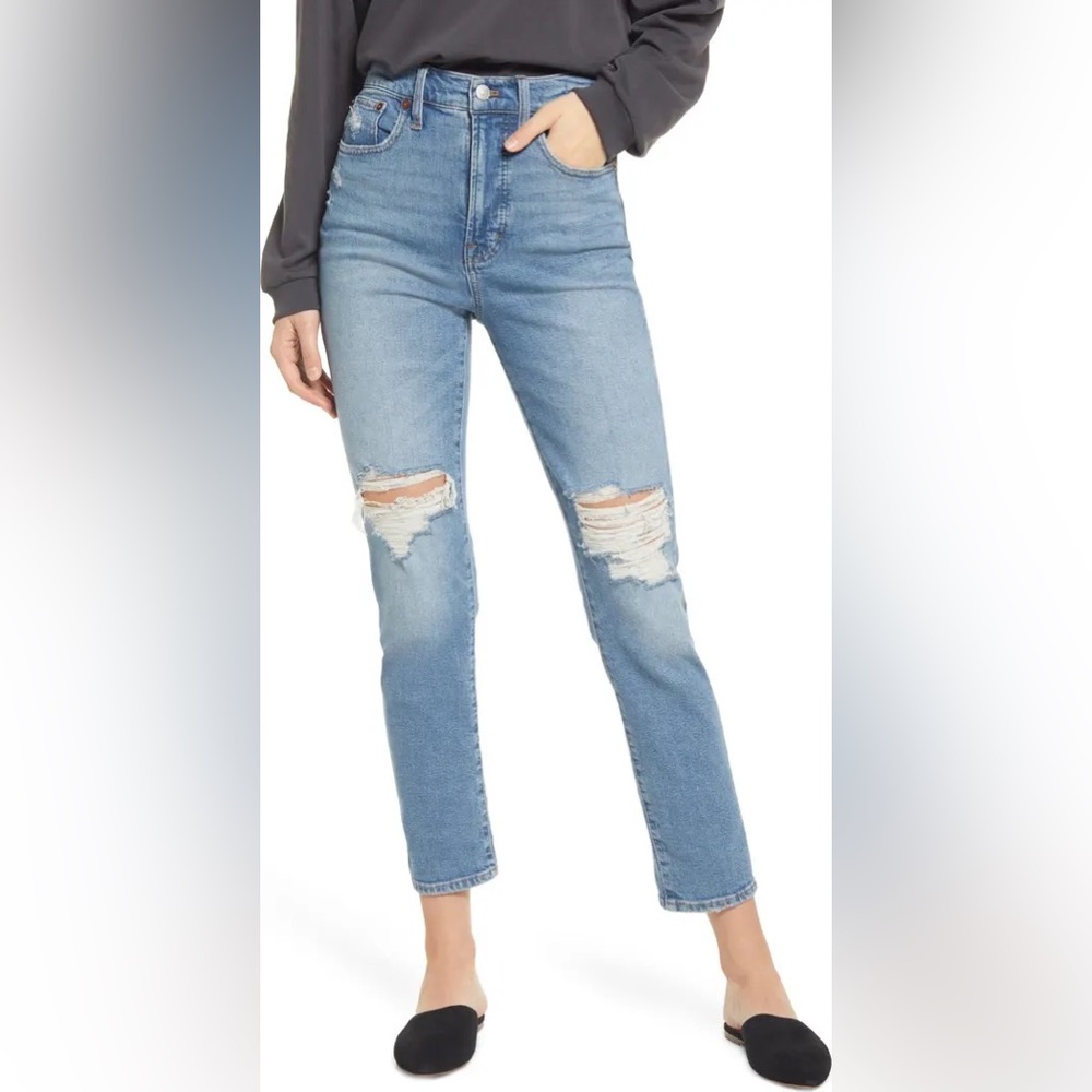 ❤️ Madewell The Perfect High Waist Ripped Vintage Jeans Denman Wash - Picture 6 of 11